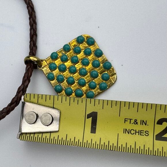 New Willow House Jewelry by Sara Blaine Biji Aqua Beads Braided Leather Necklace - Picture 4 of 9